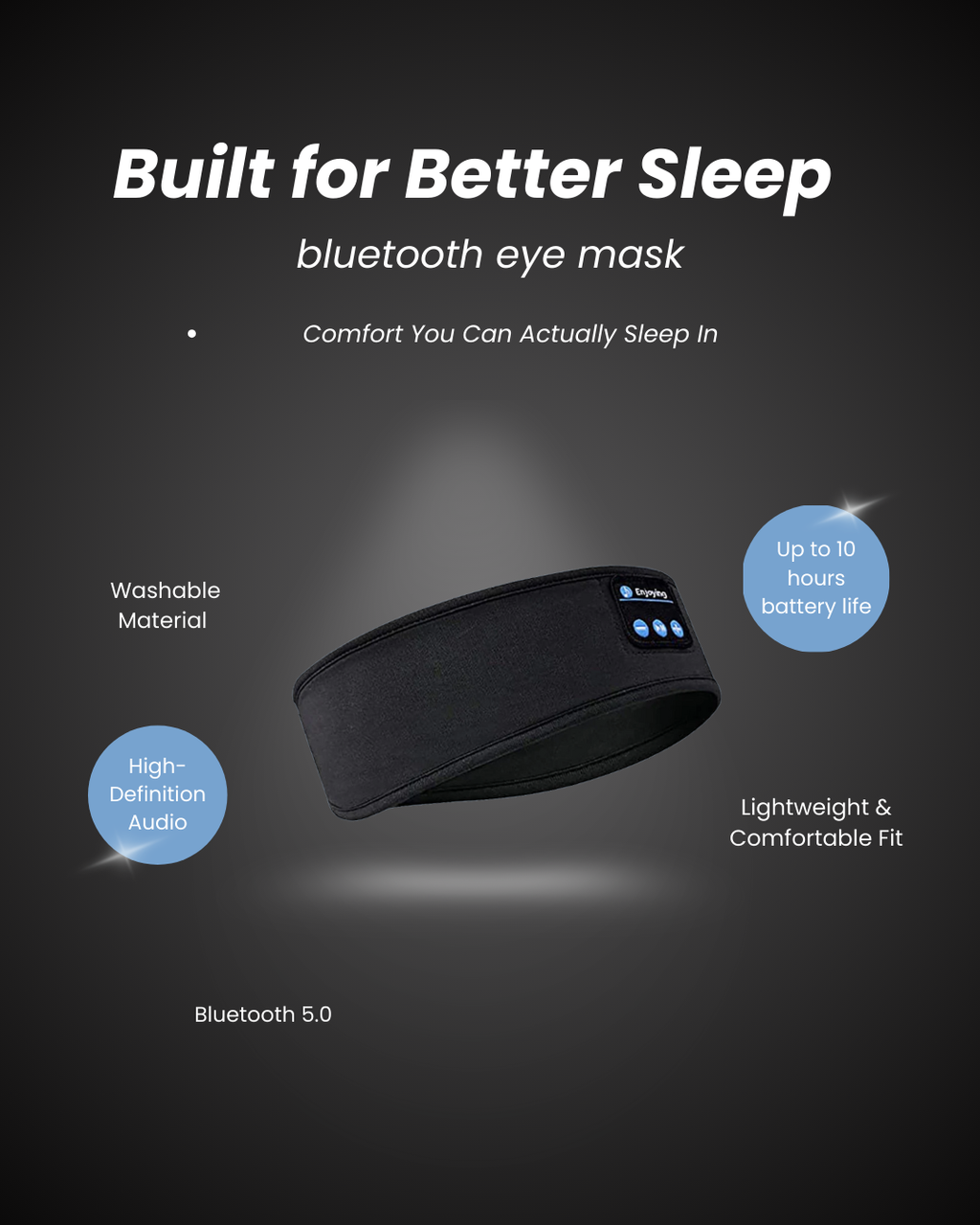 Bluetooth Sleep Mask with Wireless Headphones