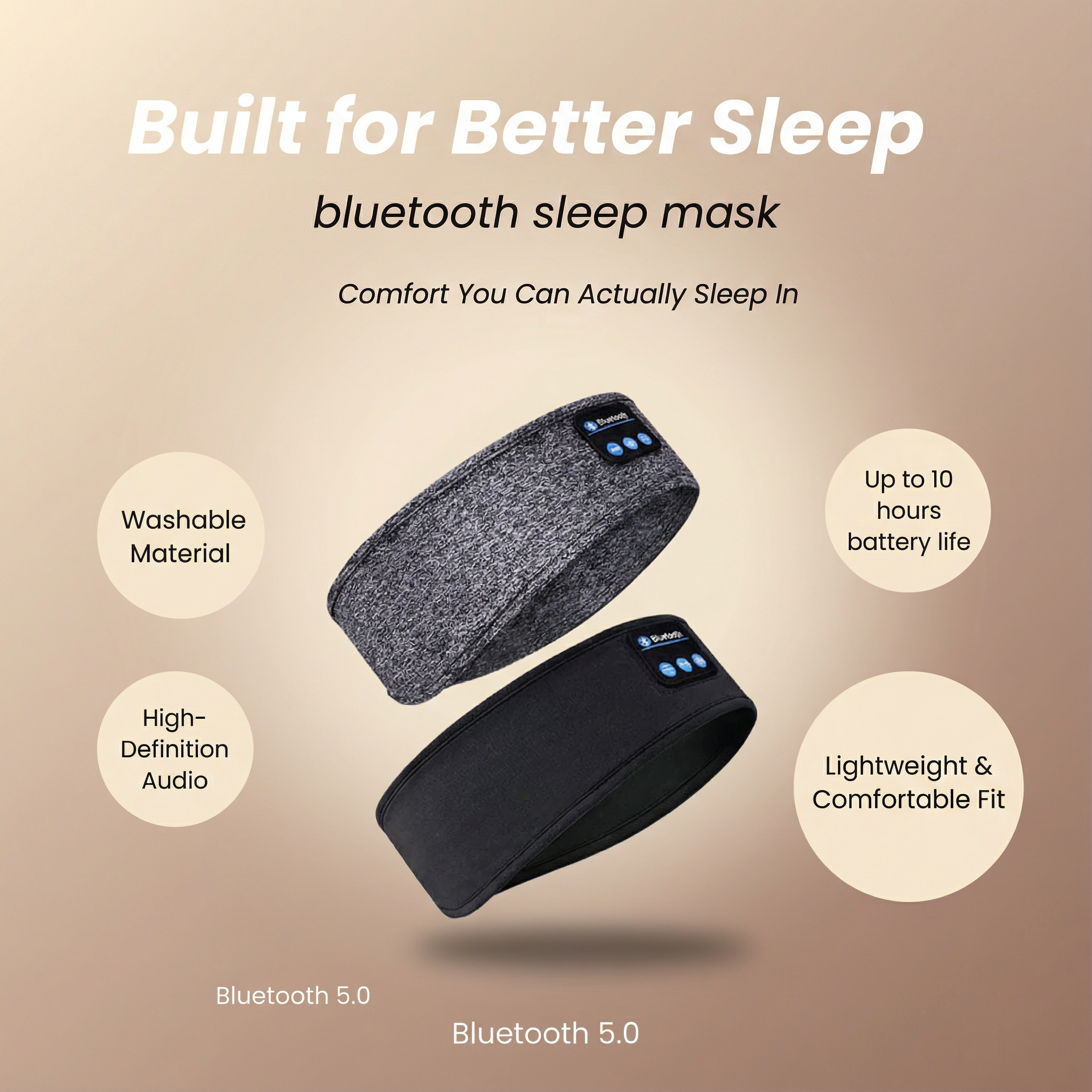 Bluetooth Sleep Mask with Wireless Headphones